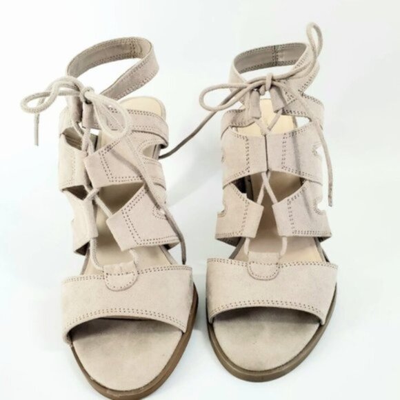 Simply Vera Vera  Wang Women's 9M Tan Open Toe & Back Lace up 3.5" Heel Sandals - Picture 6 of 12